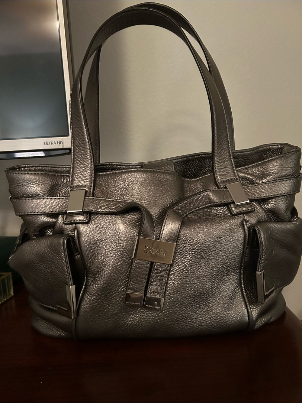 Michael Kors Metallic Silver Pebbled Leather Tote